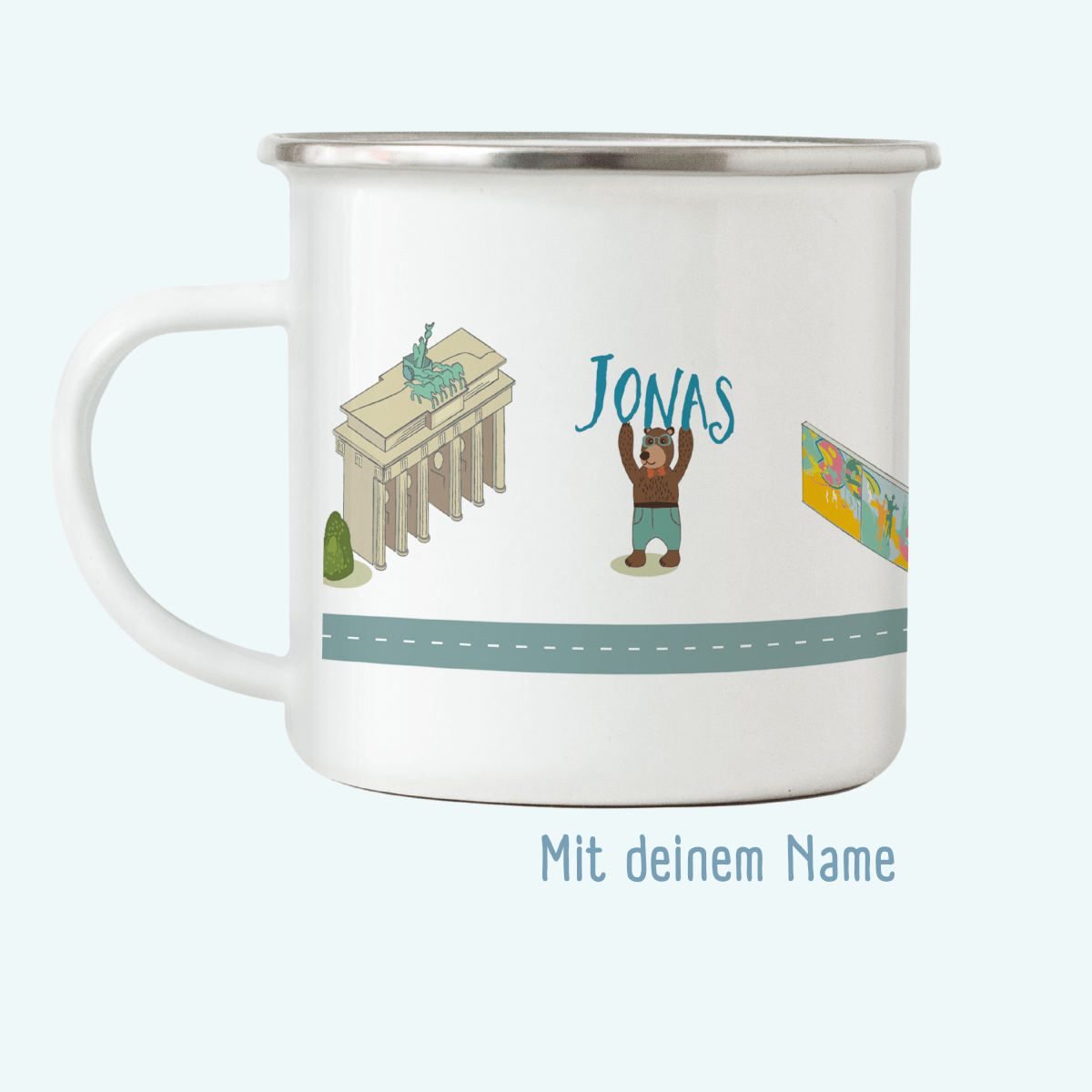 Emaille - Tasse Berlin - mit Namen | HappyCITYKids