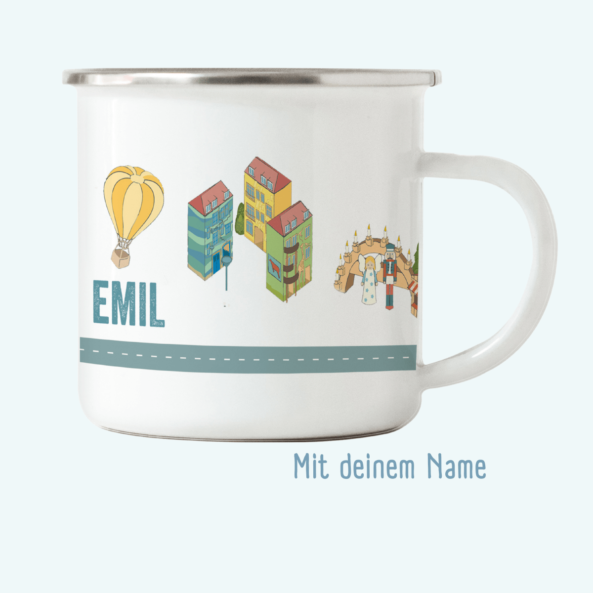 Emaille - Tasse Dresden - mit Namen | HappyCITYKids