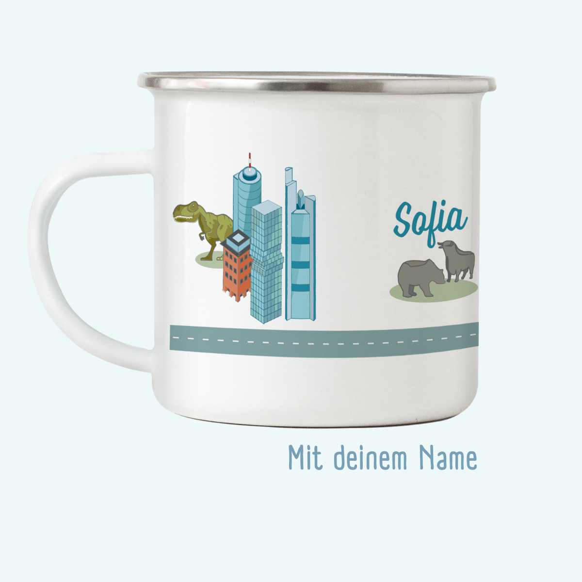 Emaille - Tasse Frankfurt - mit Namen | HappyCITYKids