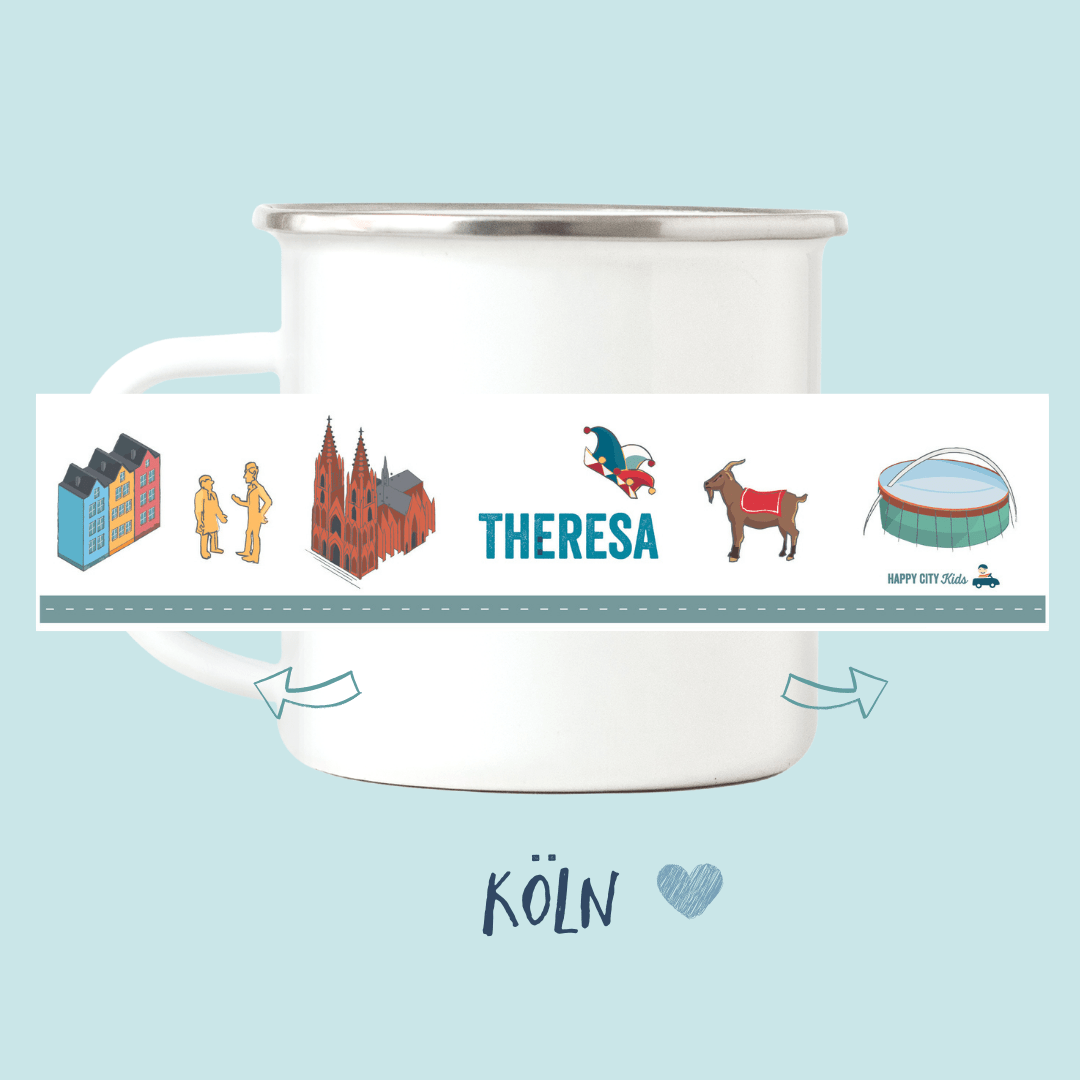 Emaille - Tasse Köln - mit Namen | HappyCITYKids