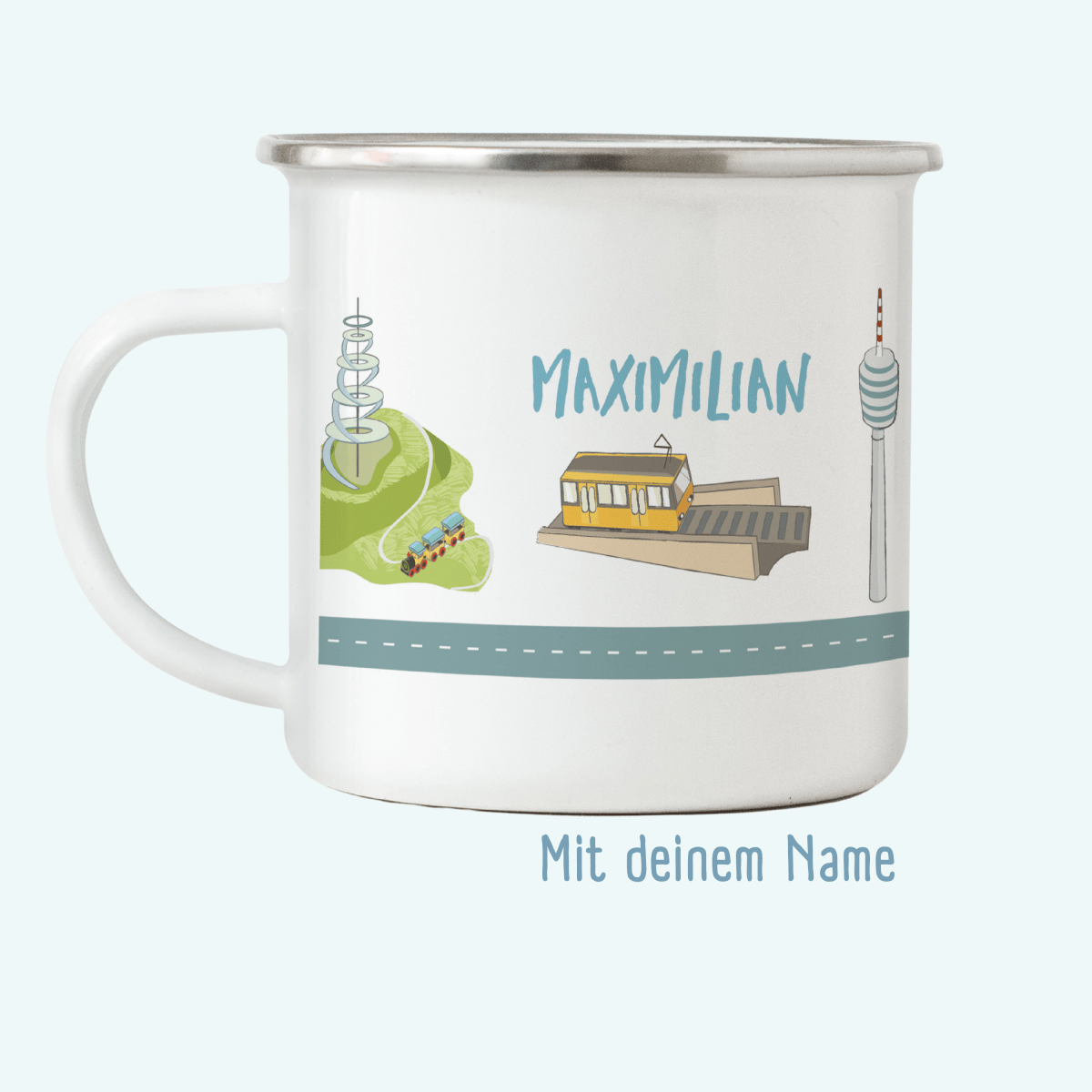 Emaille - Tasse Stuttgart - mit Namen | HappyCITYKids