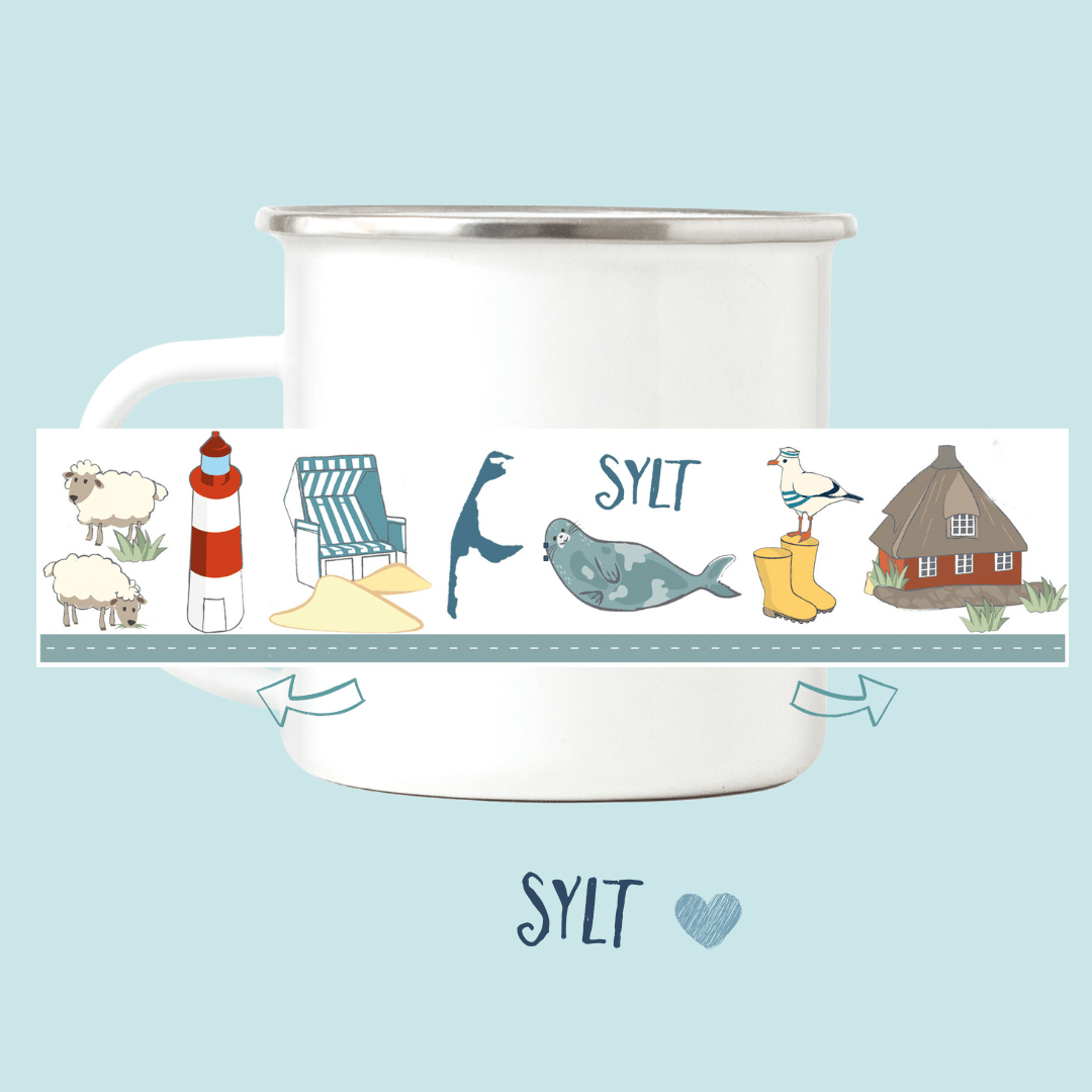 Emaille - Tasse SYLT - mit Namen | HappyCITYKids
