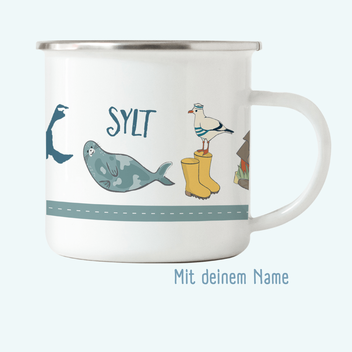 Emaille - Tasse SYLT - mit Namen | HappyCITYKids