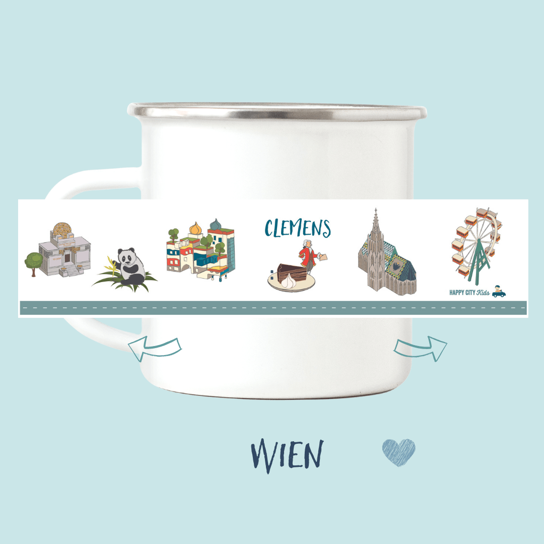 Emaille - Tasse Wien - mit Namen | HappyCITYKids