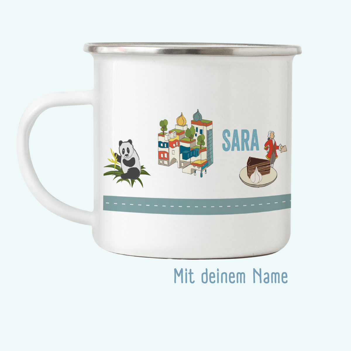 Emaille - Tasse Wien - mit Namen | HappyCITYKids