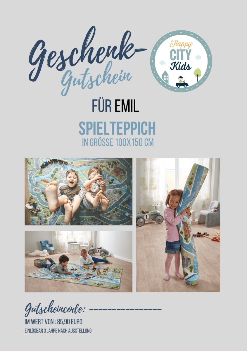 Geschenkgutschein für Spielteppich 100x150 cm | HappyCITYKids