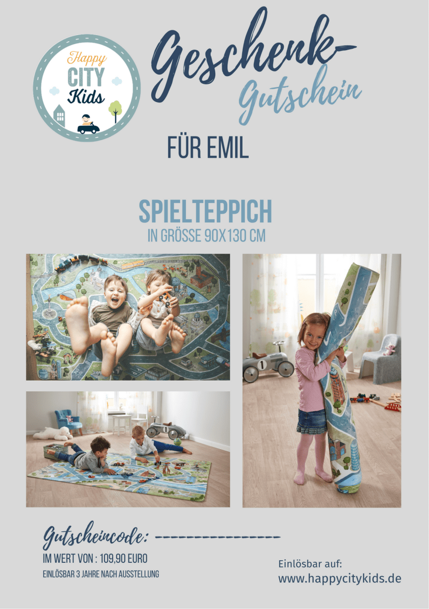 Geschenkgutschein für Spielteppich 130x180 cm | HappyCITYKids