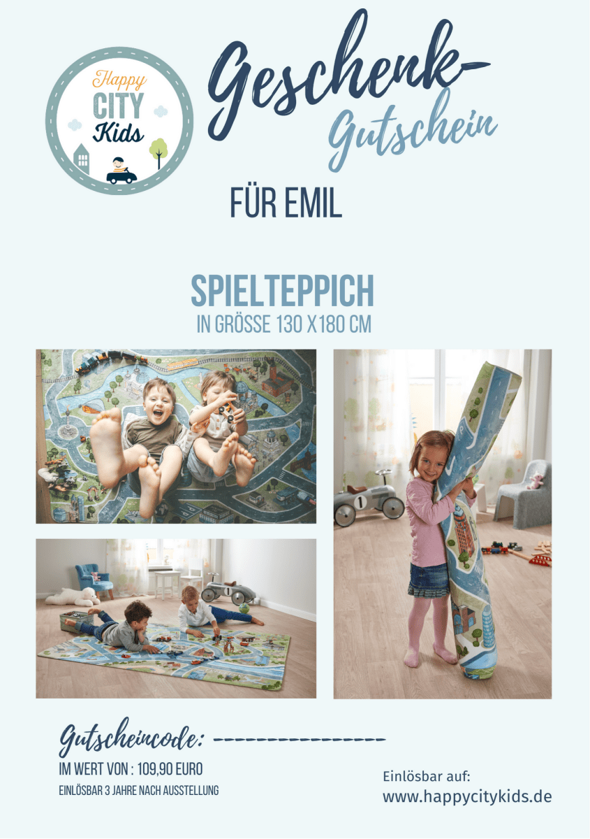 Geschenkgutschein für Spielteppich 130x180 cm | HappyCITYKids