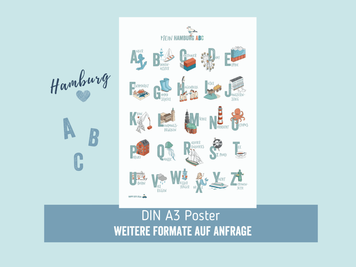 Hamburg ABC - Poster & Postkarte | HappyCITYKids