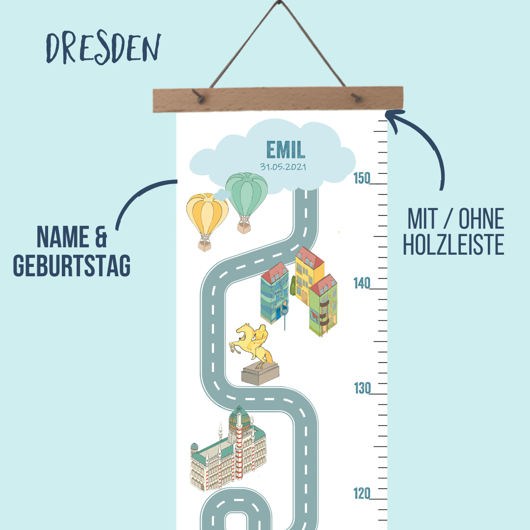Messlatte DRESDEN - mit Namen | HappyCITYKids
