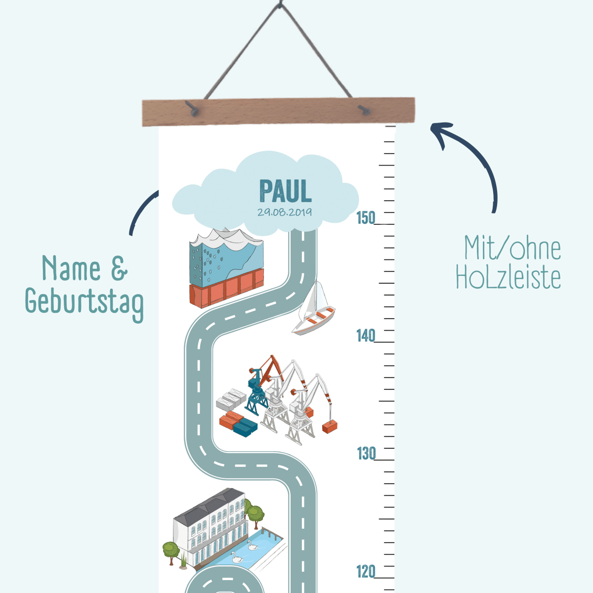 Messlatte HAMBURG - mit Namen | HappyCITYKids