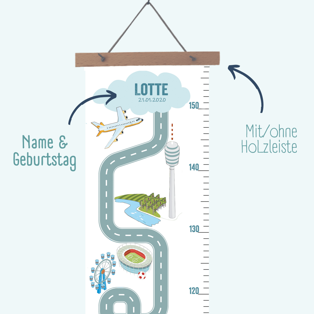 Messlatte STUTTGART - mit Namen | HappyCITYKids